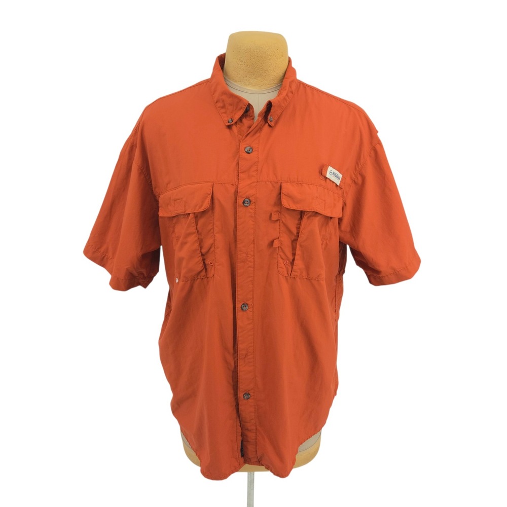 Magellan Outdoors Fishing Shirt Men XL Orange Ventilated Relaxed Fit Outdoors